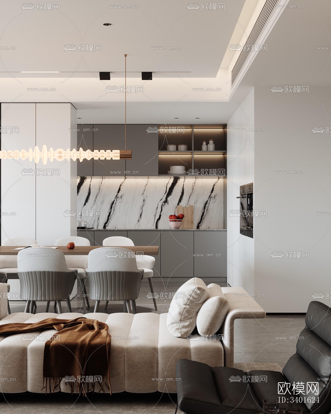 现代大平层效果图下载（渲染图12）