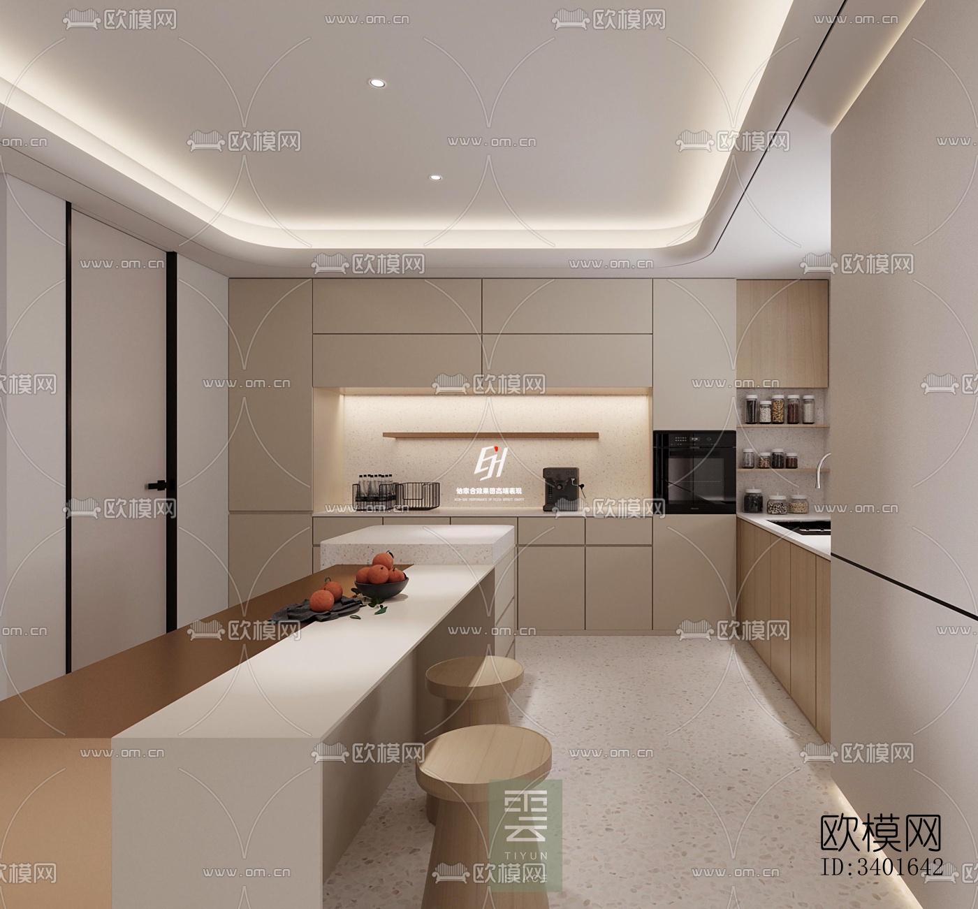 现代大平层效果图下载（渲染图8）