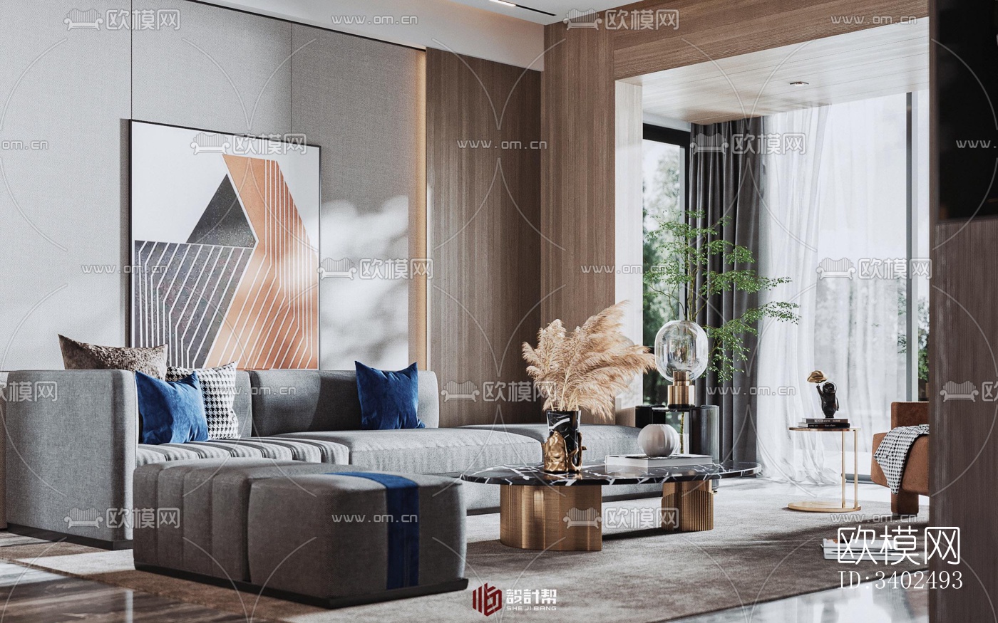 现代大平层效果图下载（渲染图11）