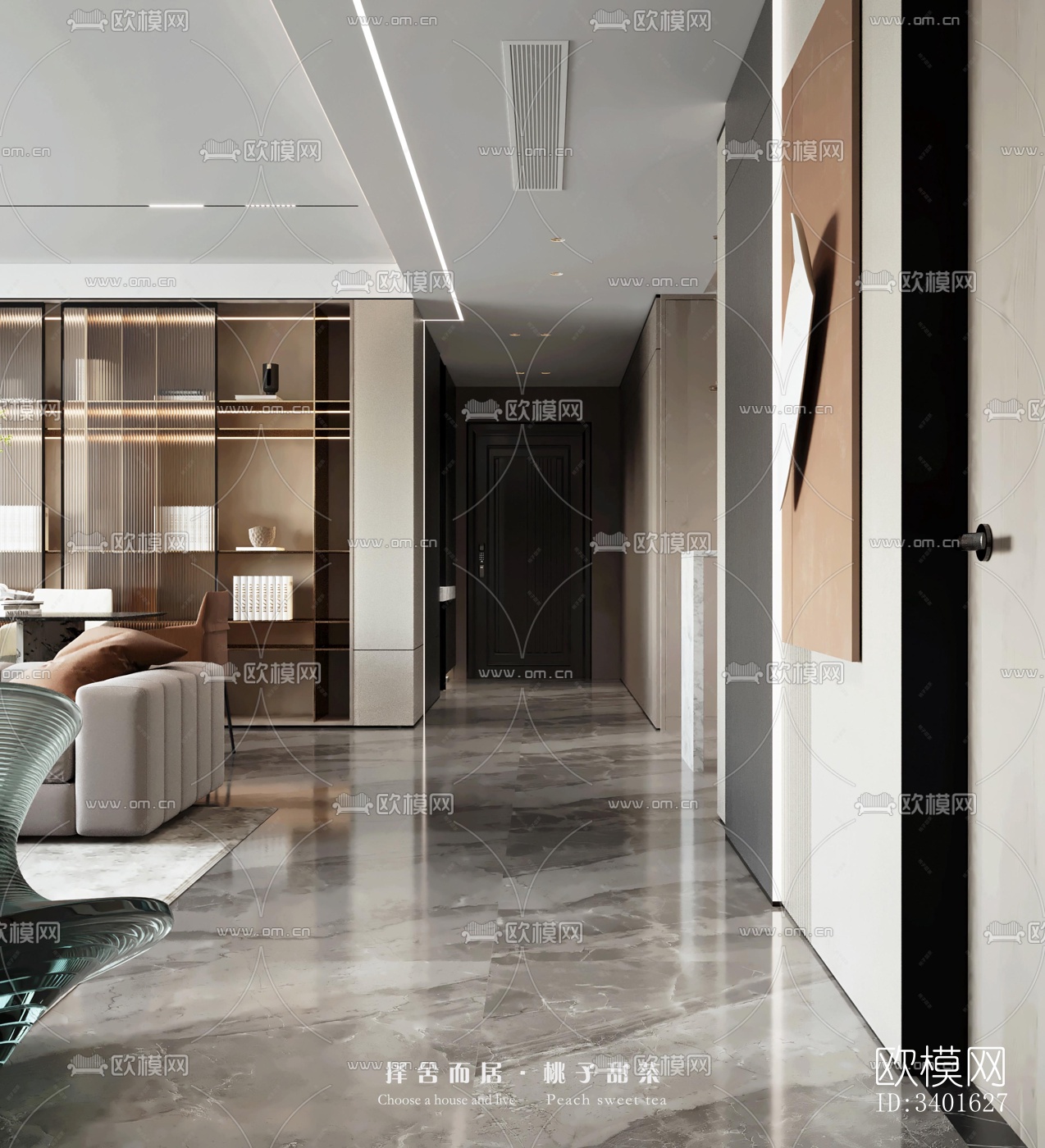 现代大平层效果图下载（渲染图6）