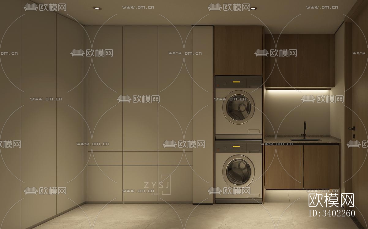 现代大平层效果图下载（渲染图15）