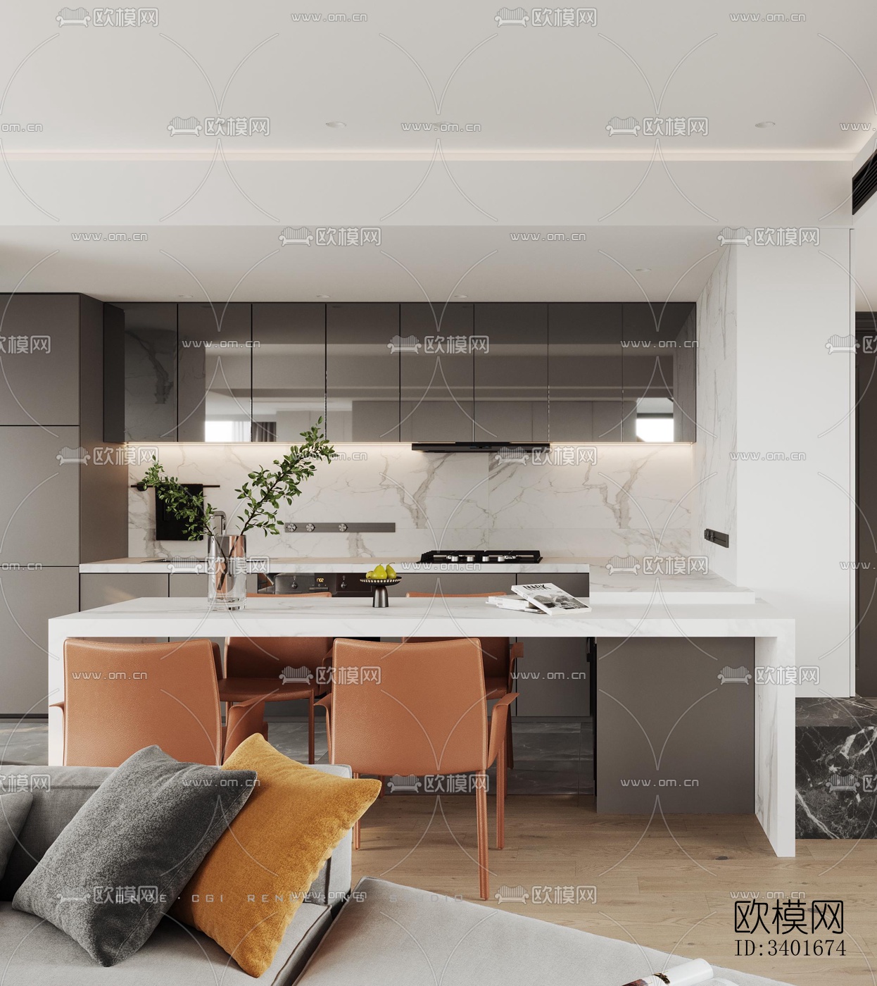 现代大平层效果图下载（渲染图13）