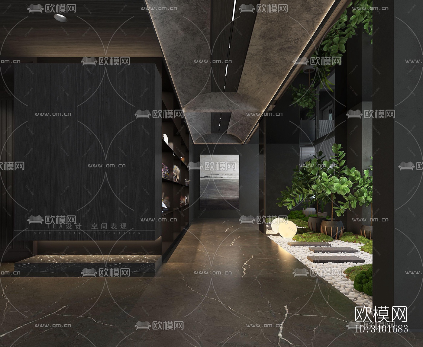 现代大平层效果图下载（渲染图2）