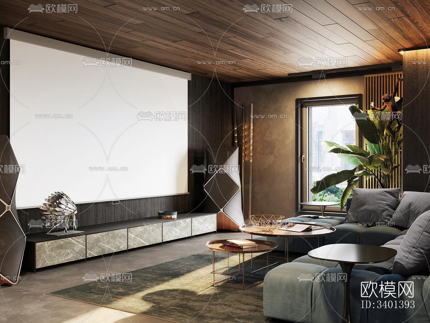 现代大平层效果图下载（渲染图13）