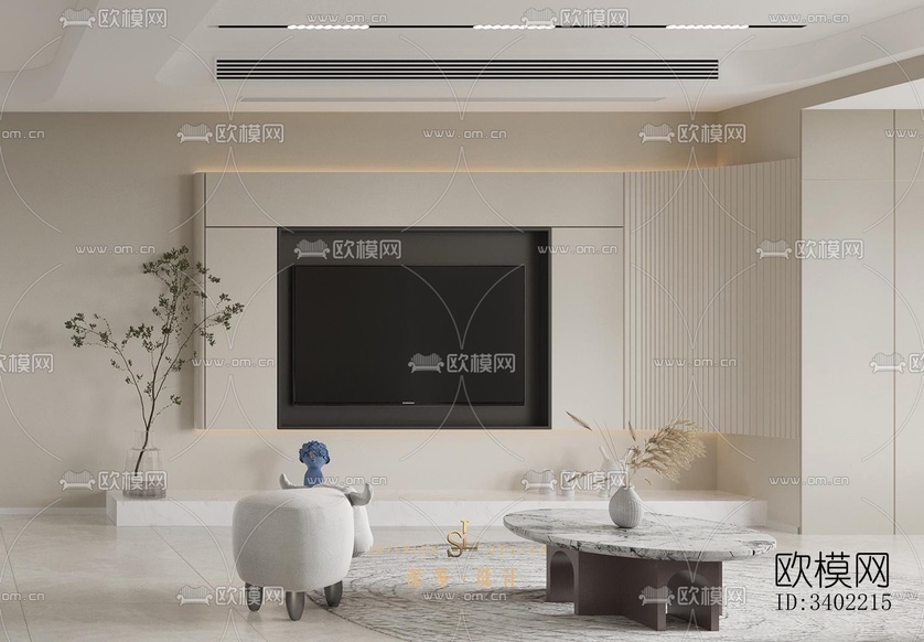 现代大平层效果图下载(渲染图19)