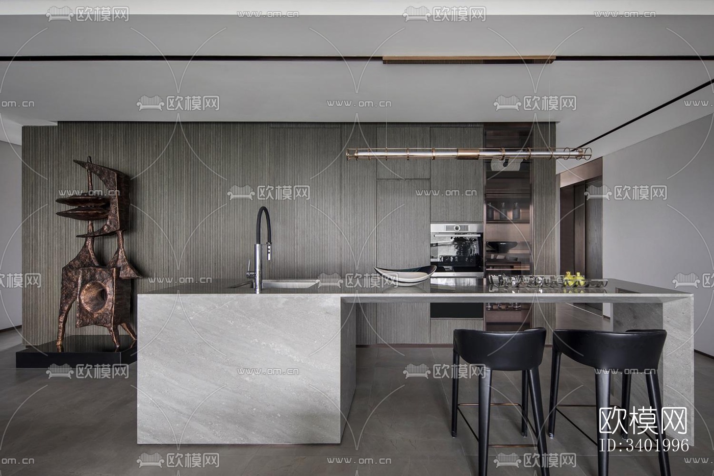 现代大平层效果图下载（渲染图7）