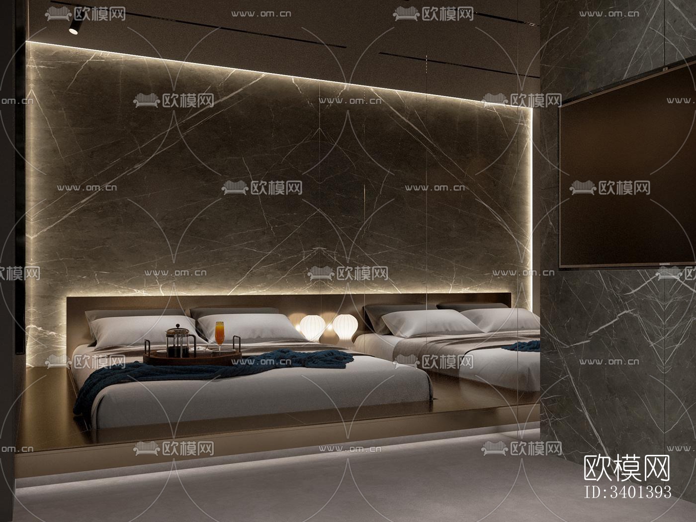 现代大平层效果图下载（渲染图8）