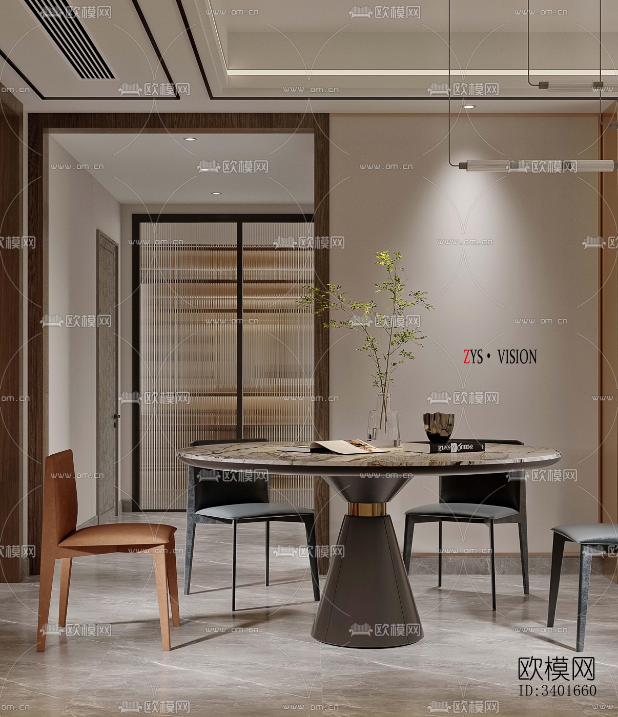 现代大平层效果图下载（渲染图4）