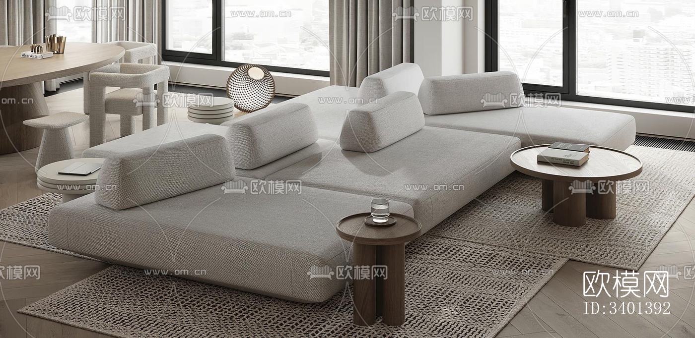 现代大平层效果图下载（渲染图9）