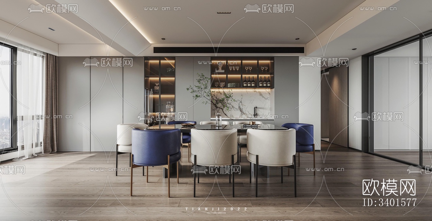 现代大平层效果图下载（渲染图6）