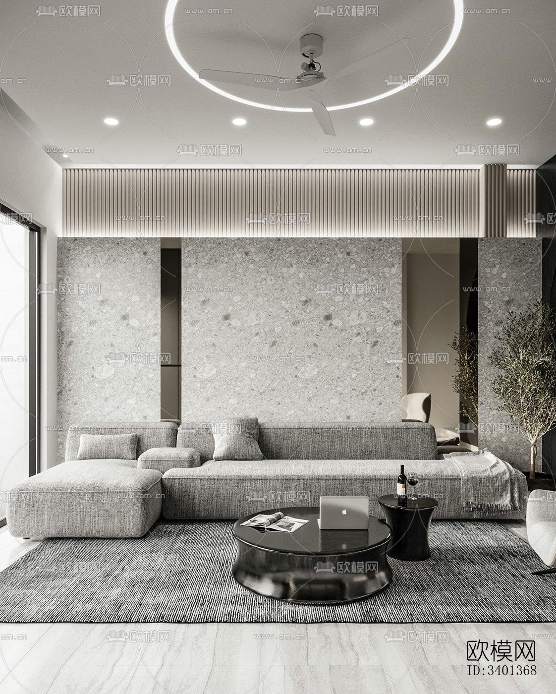 现代大平层效果图下载（渲染图10）