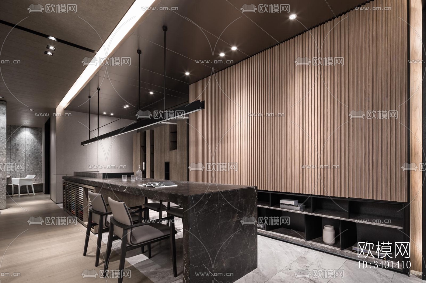 现代大平层效果图下载（渲染图3）