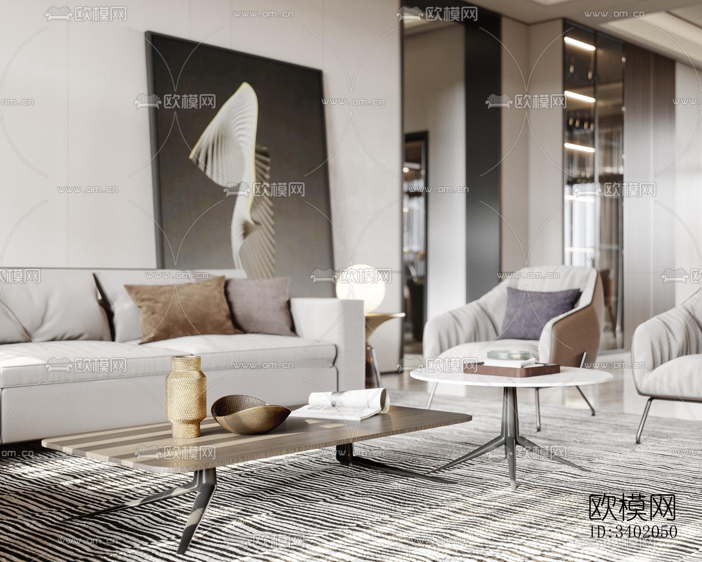 现代大平层效果图下载（渲染图11）