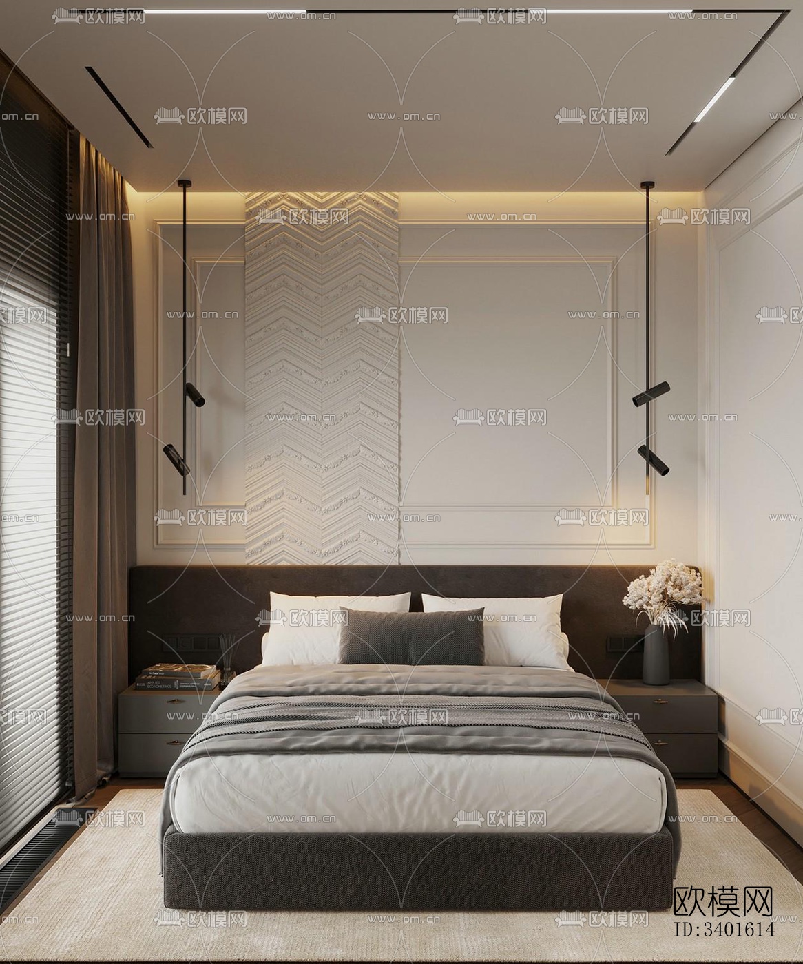 现代大平层效果图下载（渲染图6）