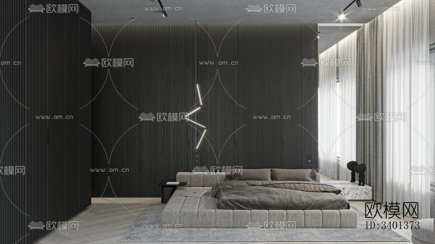 现代大平层效果图下载（渲染图14）