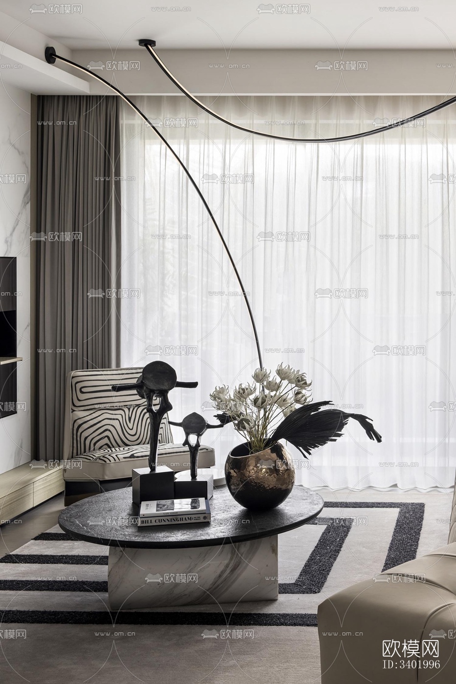 现代大平层效果图下载（渲染图15）