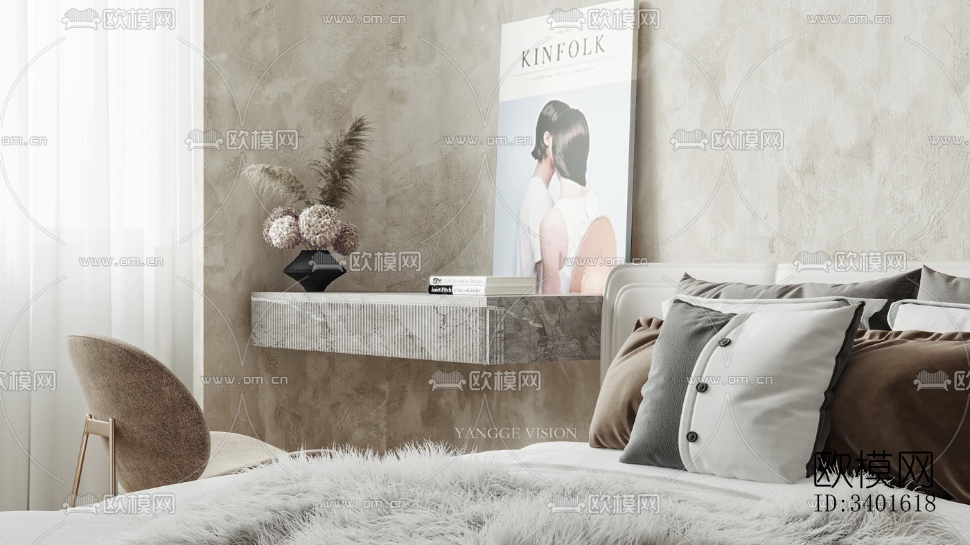 现代大平层效果图下载（渲染图9）