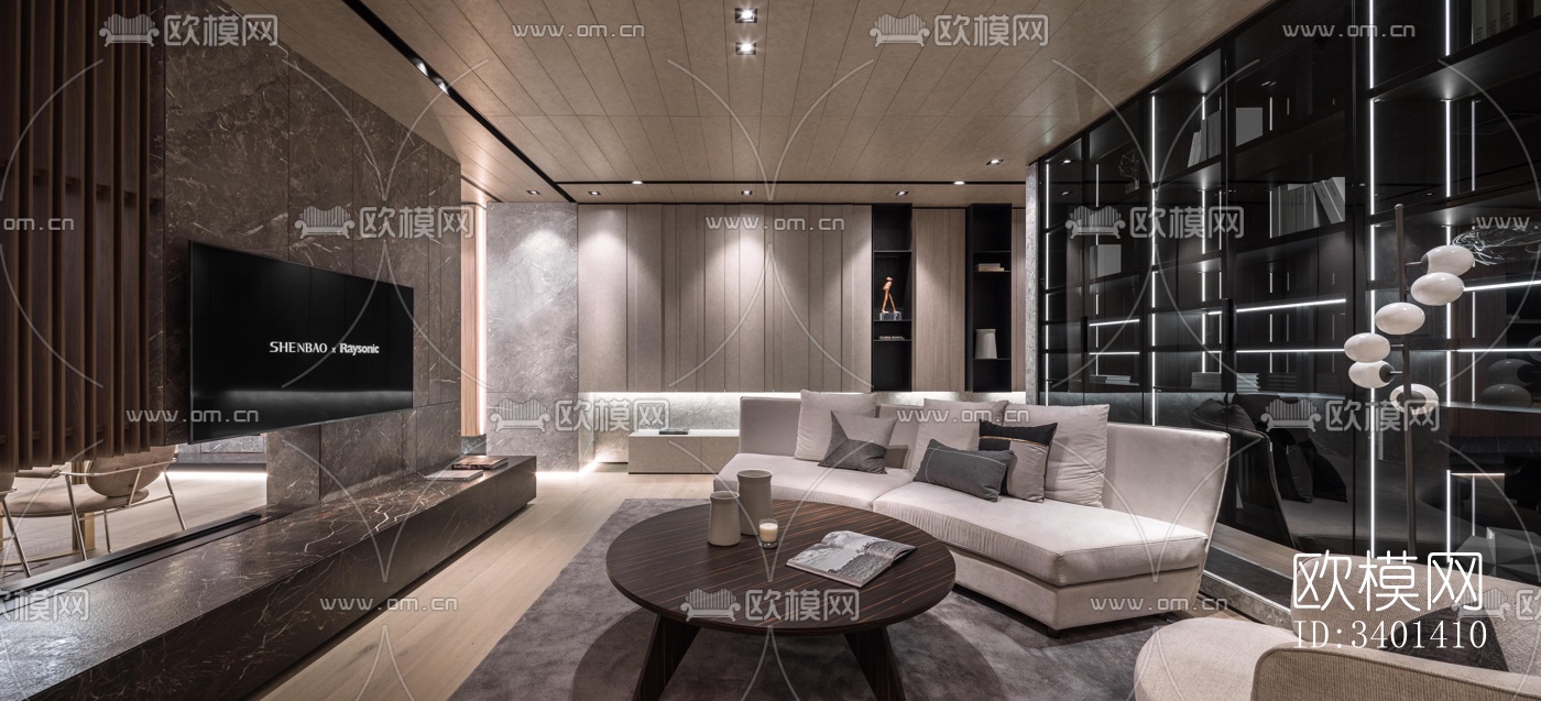 现代大平层效果图下载（渲染图6）