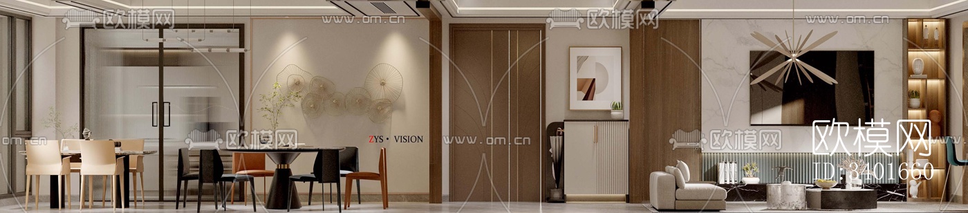 现代大平层效果图下载（渲染图7）