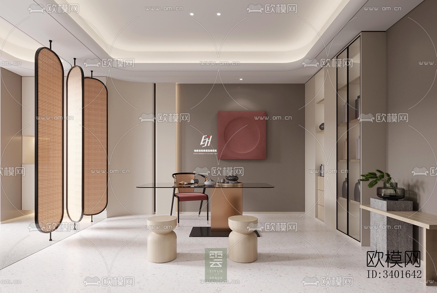 现代大平层效果图下载（渲染图9）