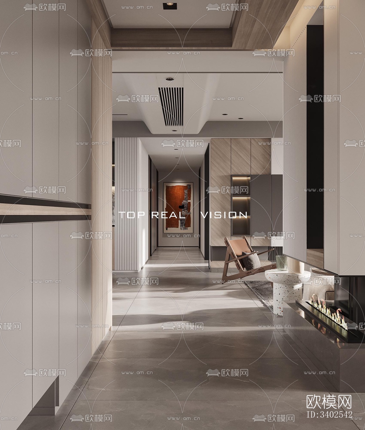 现代大平层效果图下载（渲染图6）