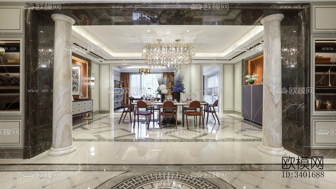 现代大平层效果图下载（渲染图4）