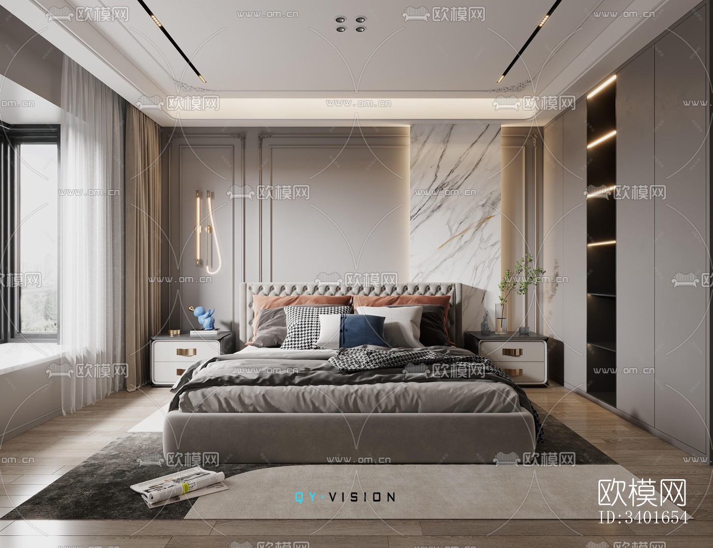 现代大平层效果图下载（渲染图2）