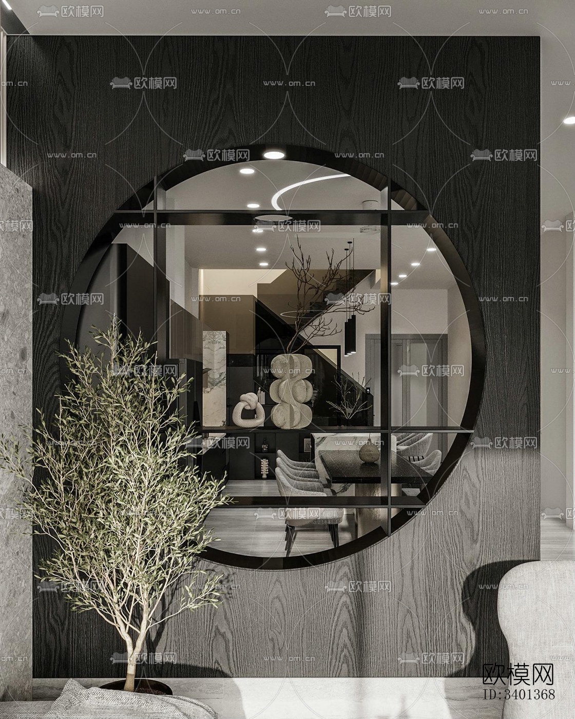 现代大平层效果图下载（渲染图2）