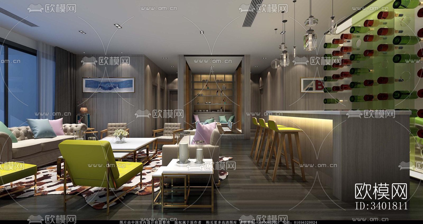 现代大平层效果图下载（渲染图4）