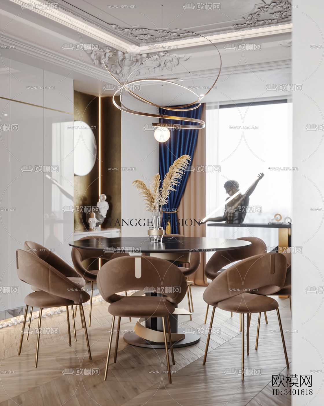 现代大平层效果图下载（渲染图12）