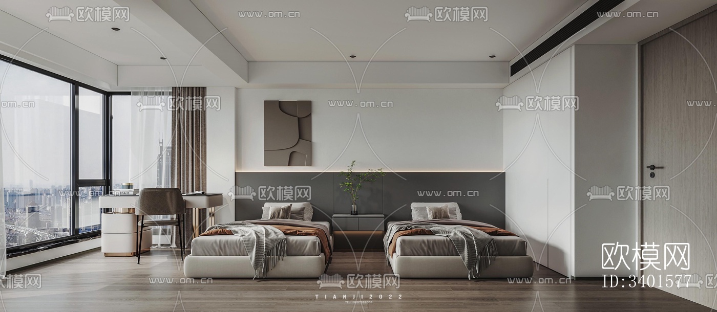 现代大平层效果图下载（渲染图9）