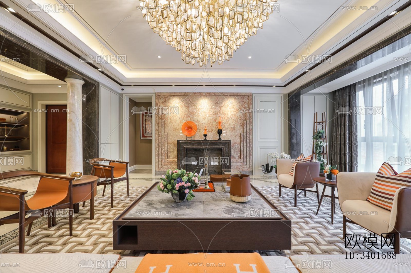 现代大平层效果图下载（渲染图9）