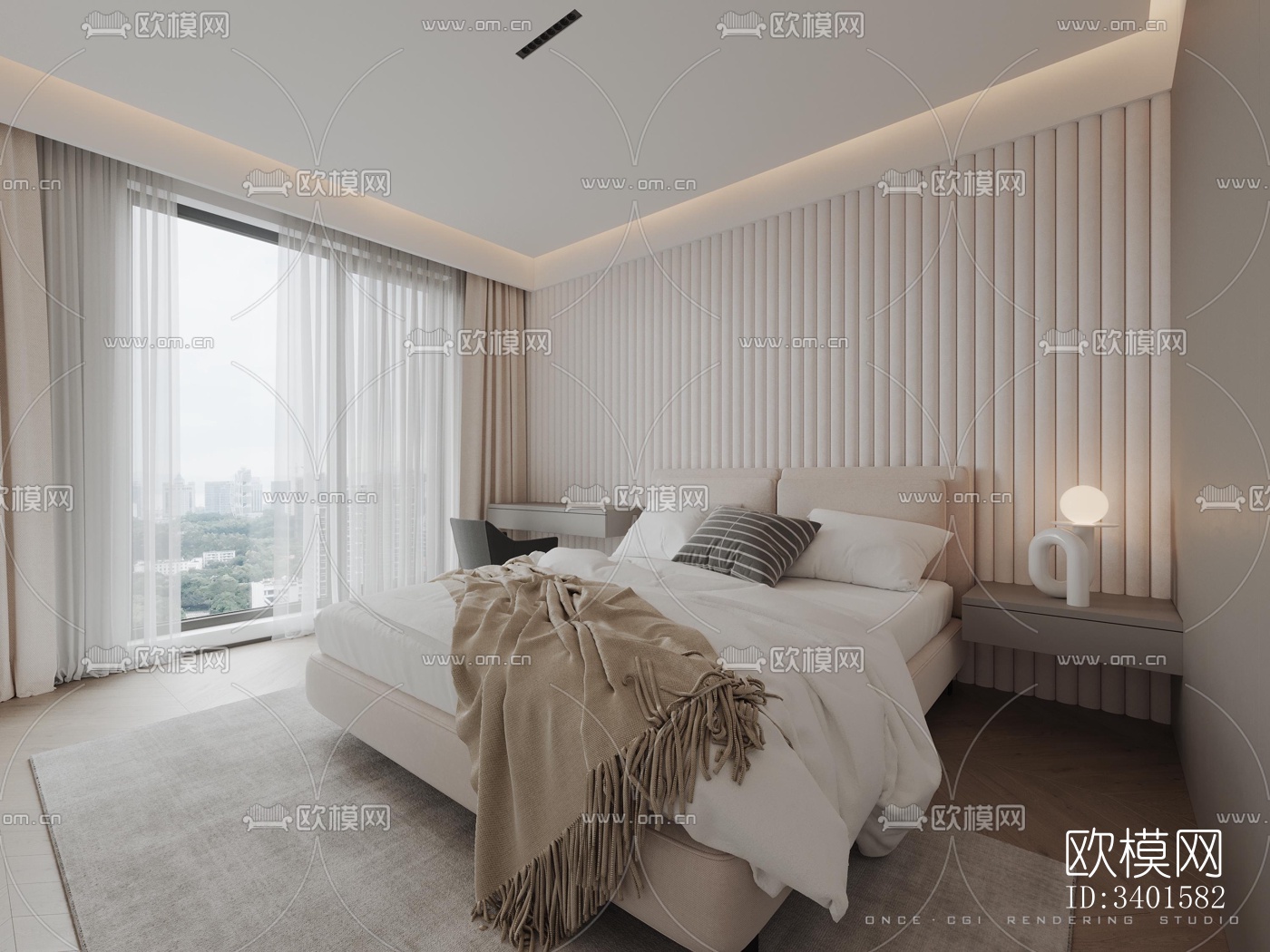 现代大平层效果图下载（渲染图7）