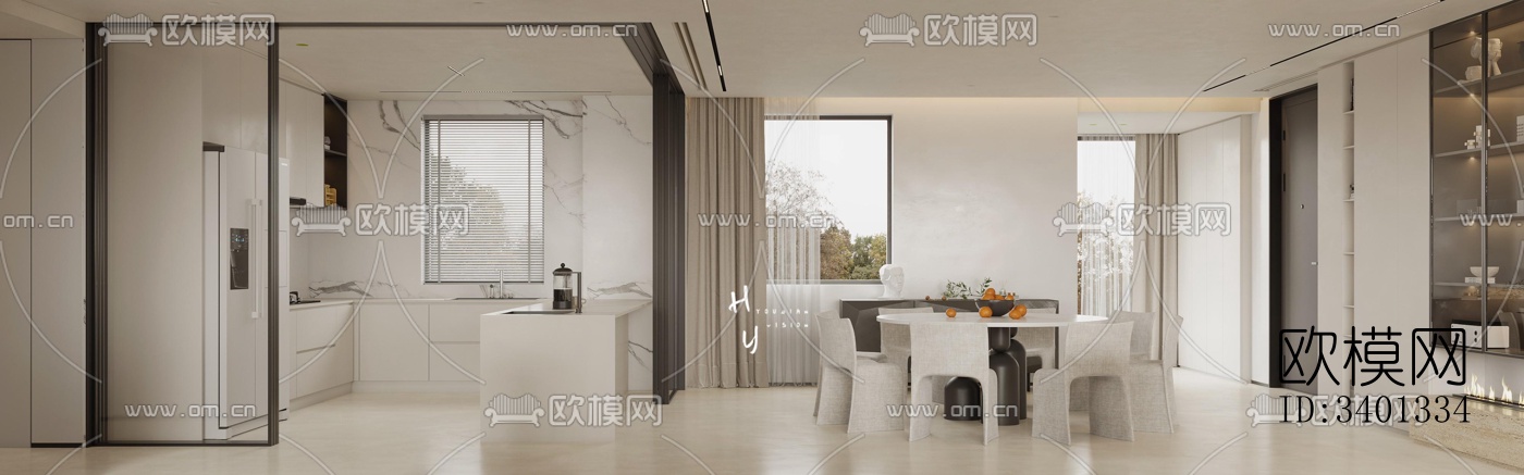 现代大平层效果图下载（渲染图6）