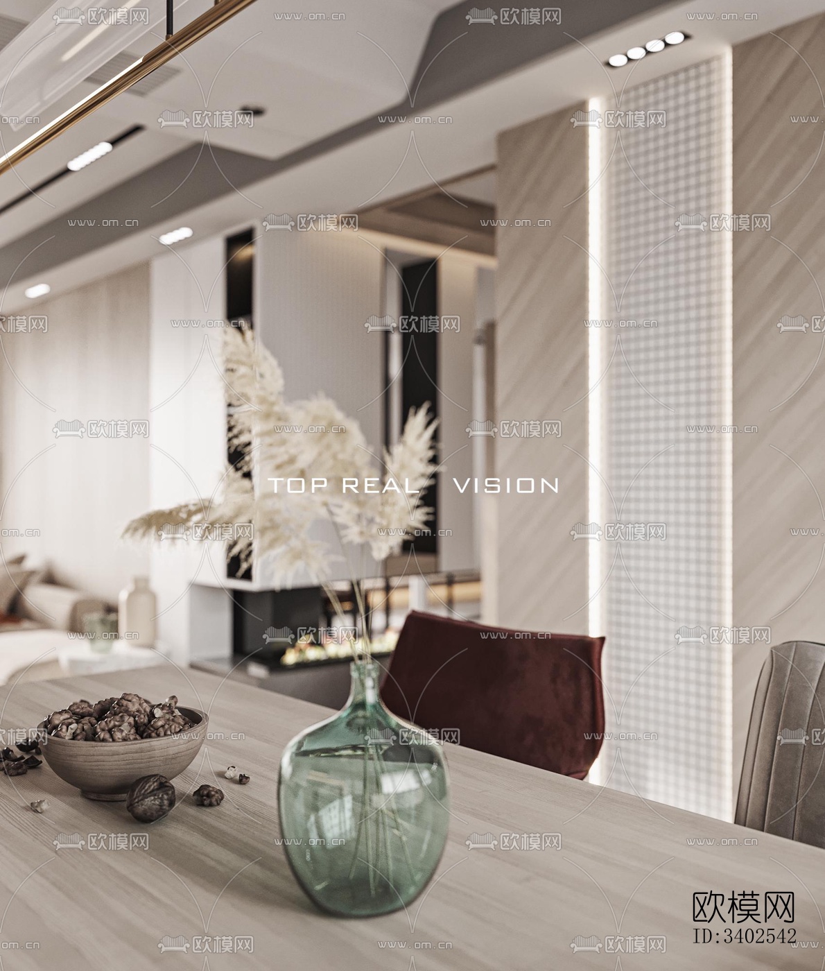 现代大平层效果图下载（渲染图7）