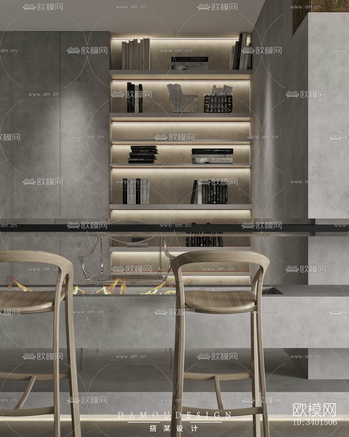 现代大平层效果图下载（渲染图10）