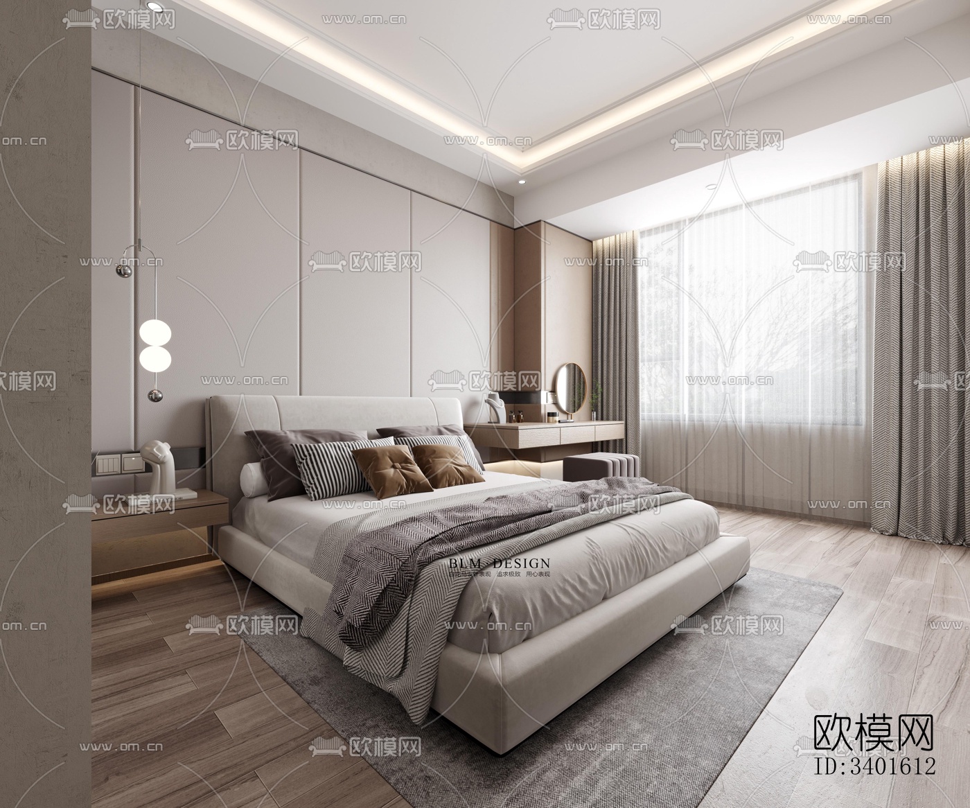 现代大平层效果图下载（渲染图5）