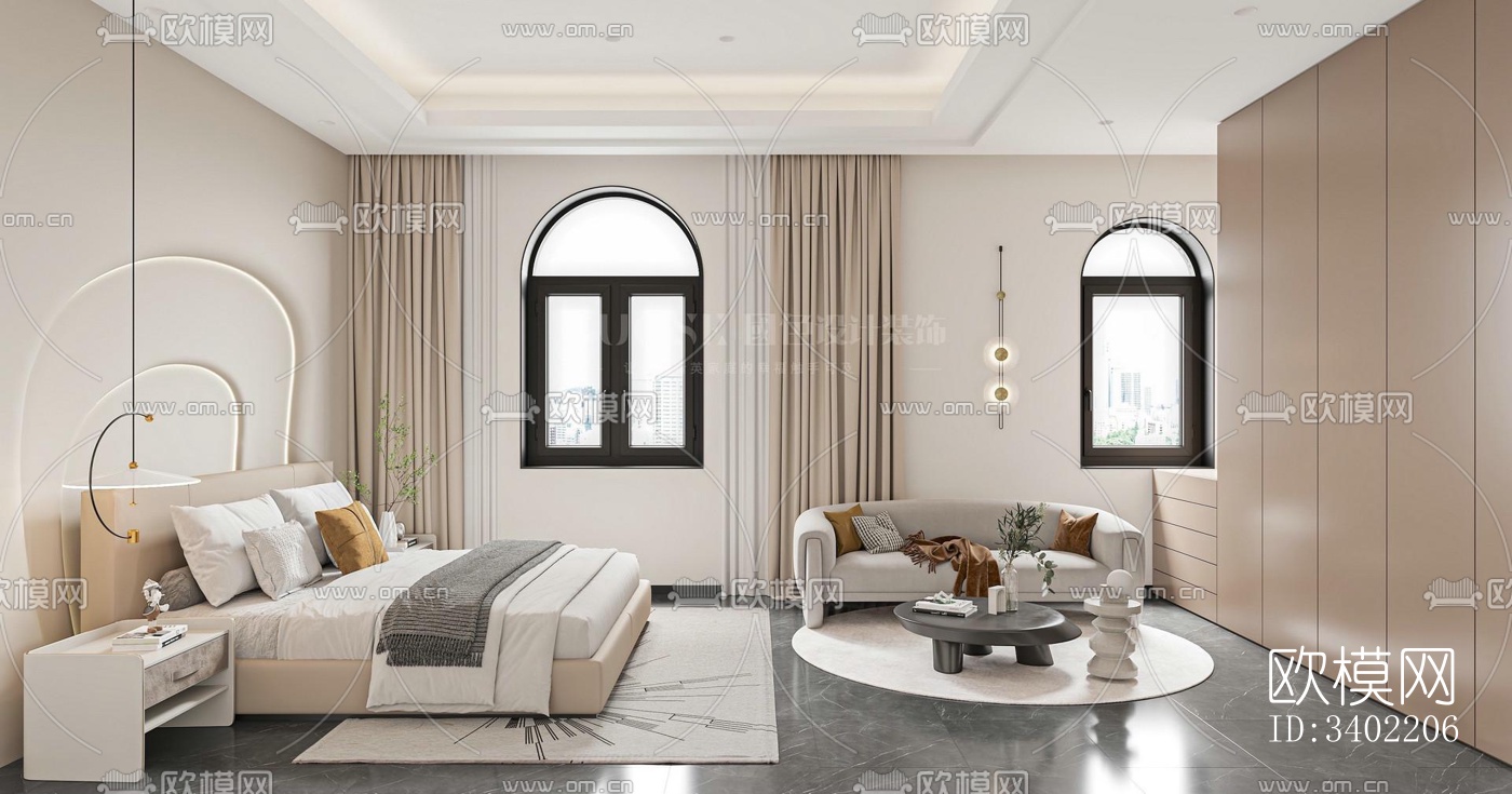 现代大平层效果图下载（渲染图4）