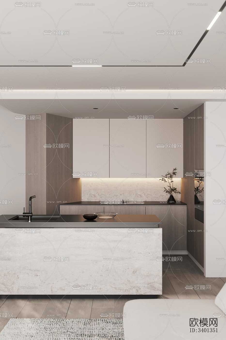 现代大平层效果图下载（渲染图10）