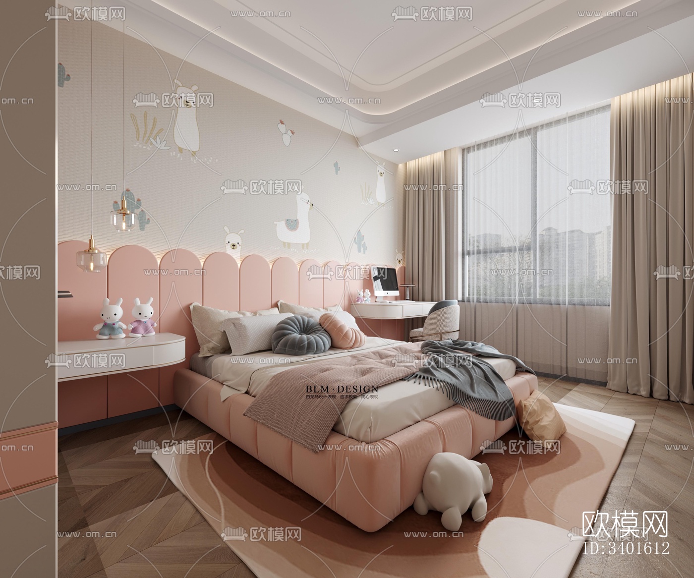 现代大平层效果图下载（渲染图2）