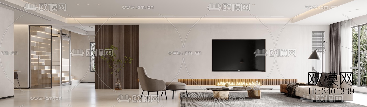 现代大平层效果图下载（渲染图5）