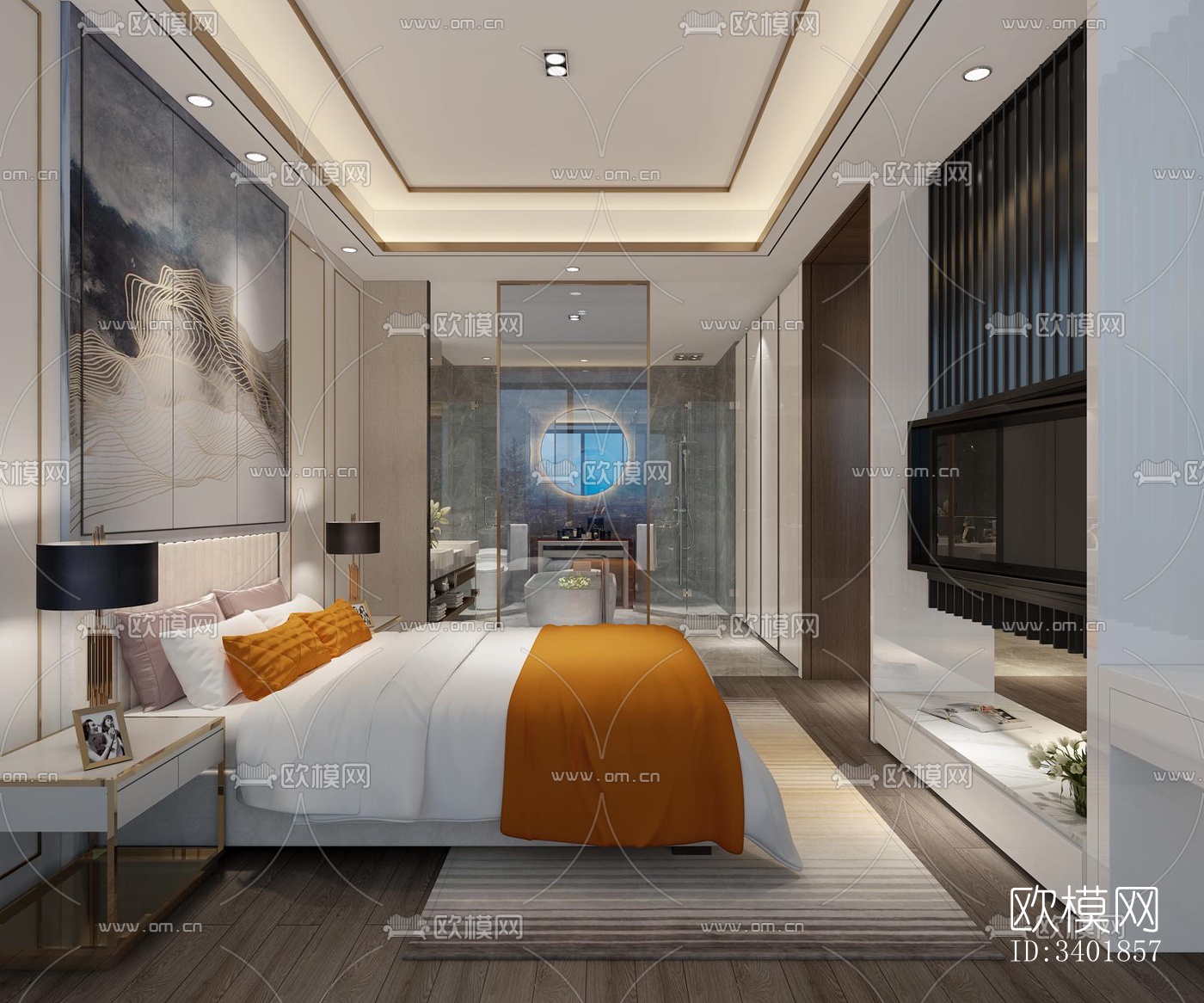 现代大平层效果图下载（渲染图5）