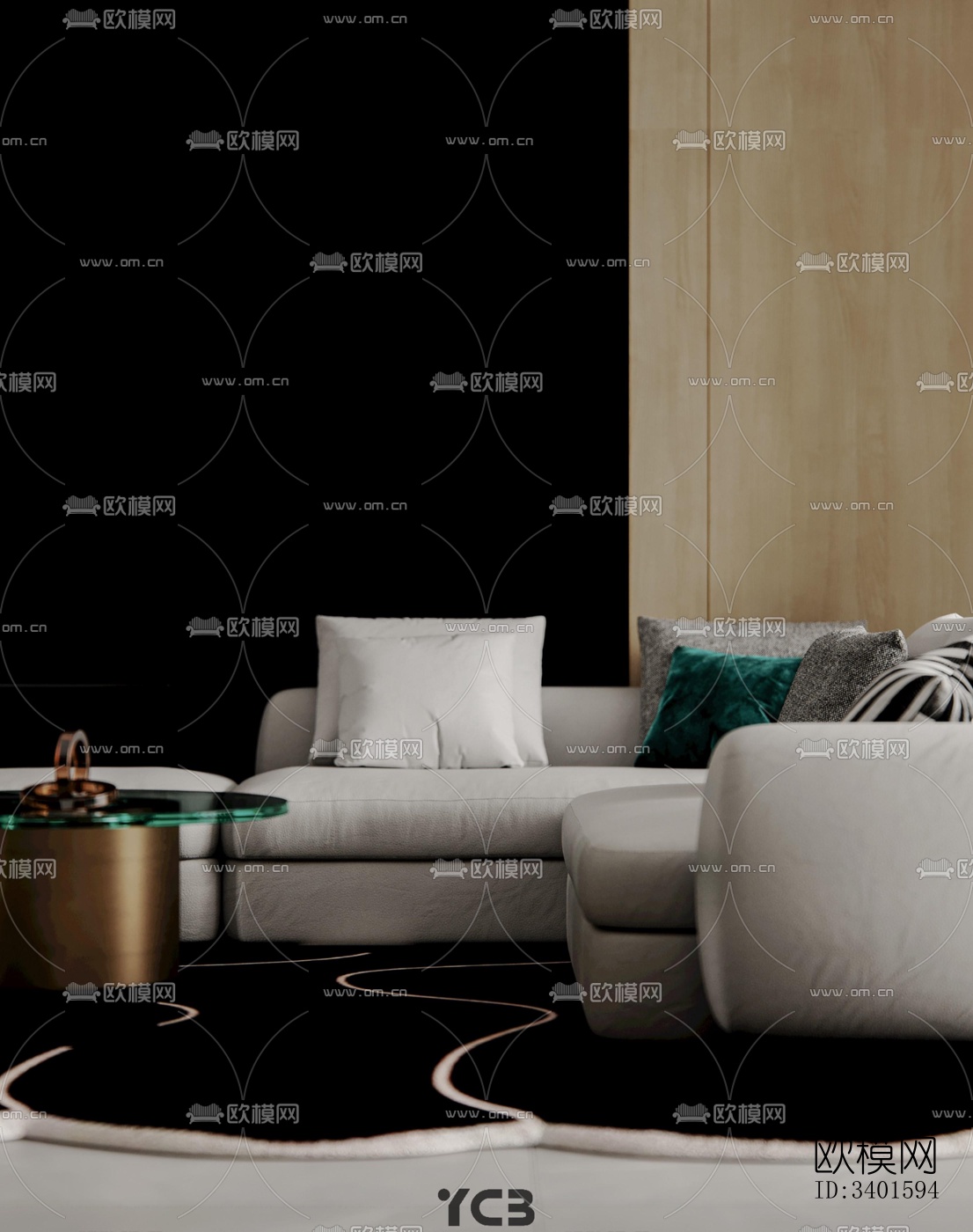 现代大平层效果图下载（渲染图8）