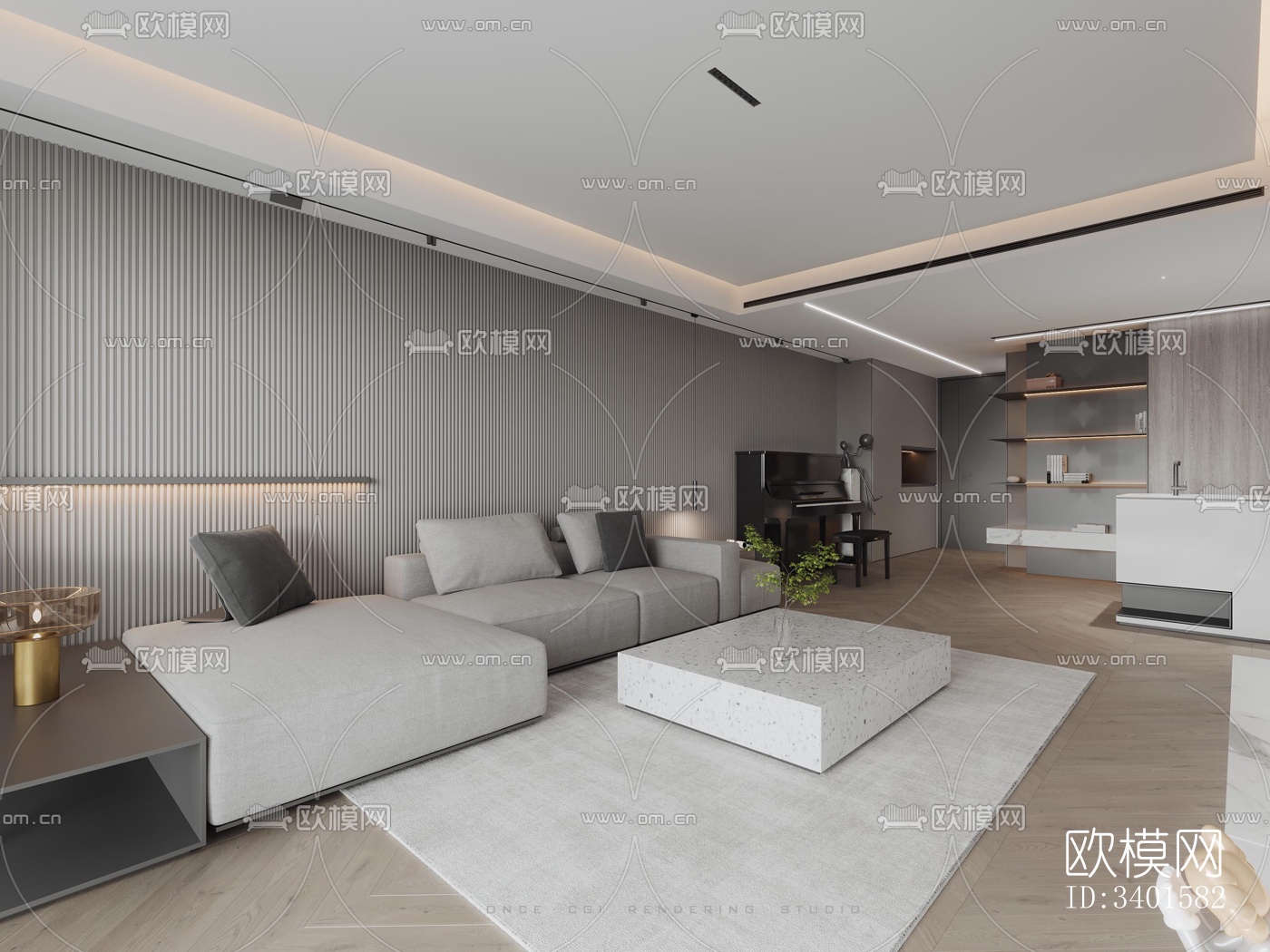 现代大平层效果图下载（渲染图17）