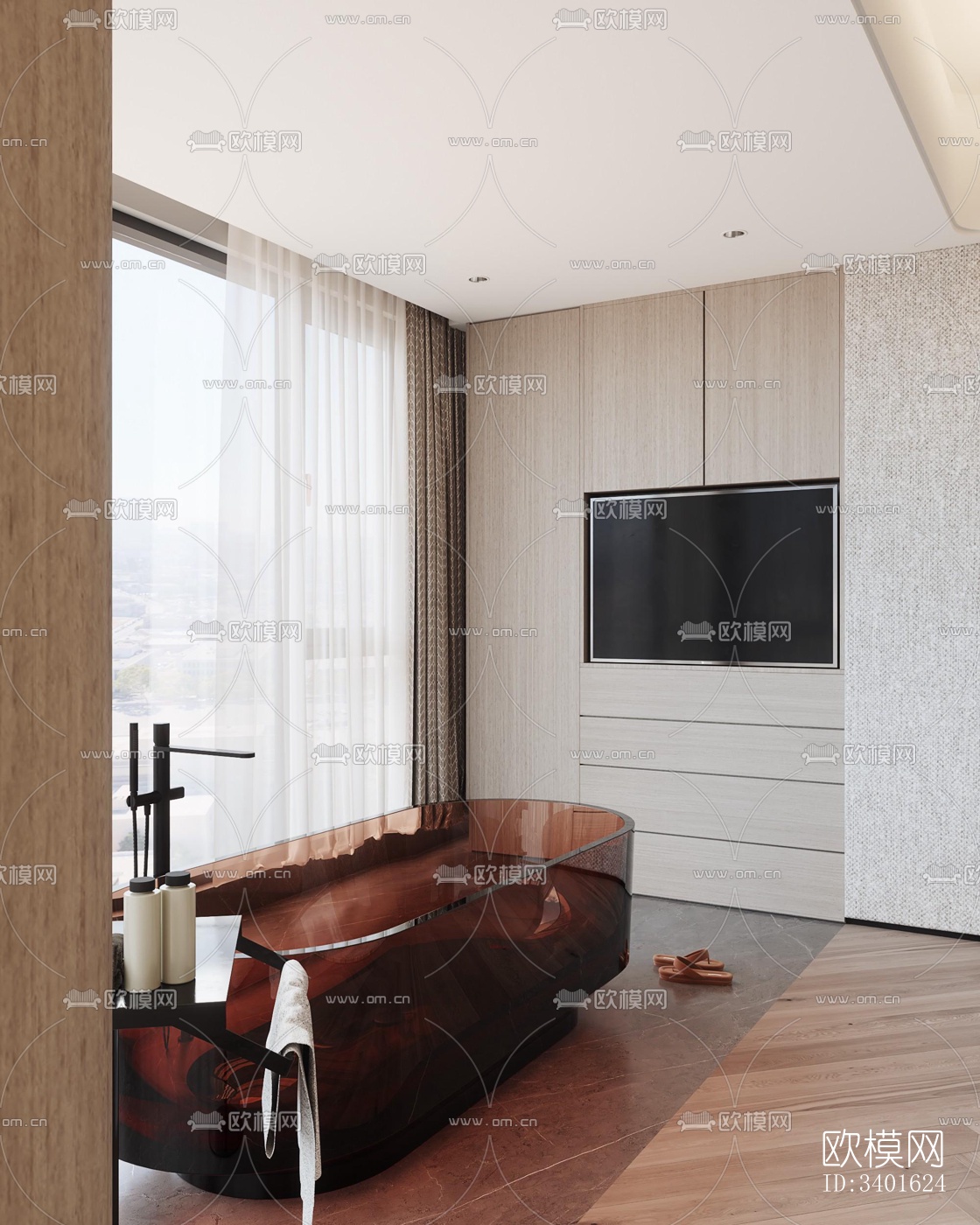 现代大平层效果图下载（渲染图6）