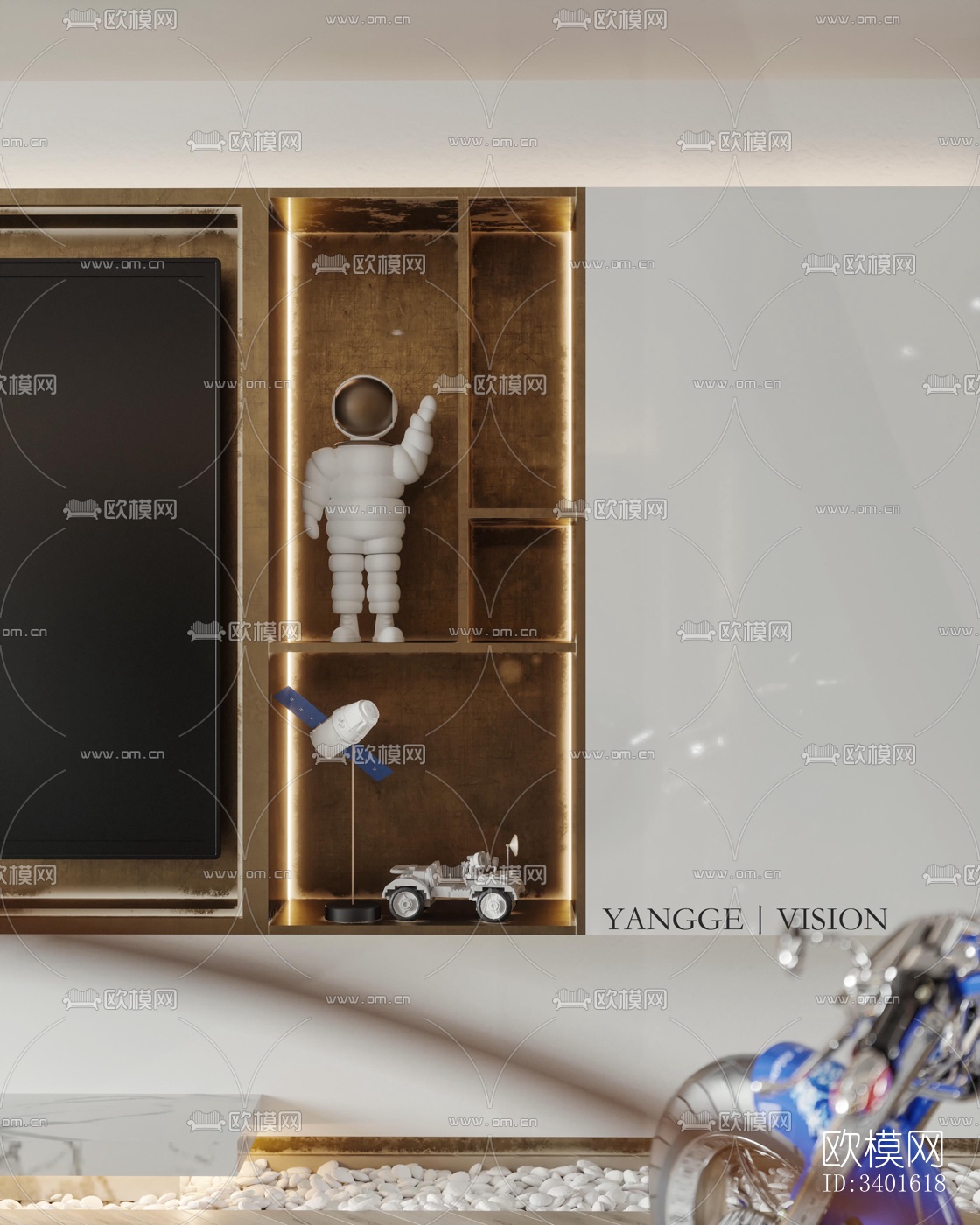 现代大平层效果图下载（渲染图15）