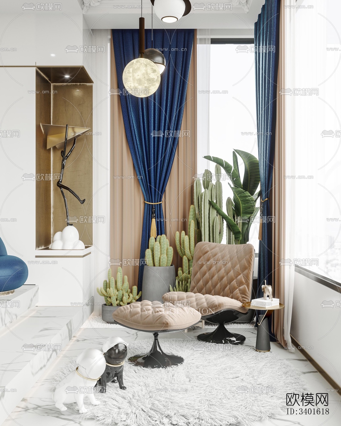 现代大平层效果图下载（渲染图20）