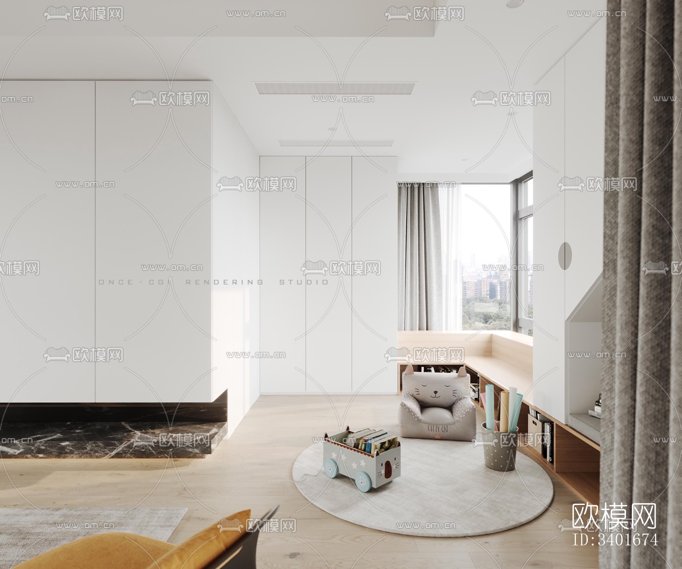 现代大平层效果图下载（渲染图2）