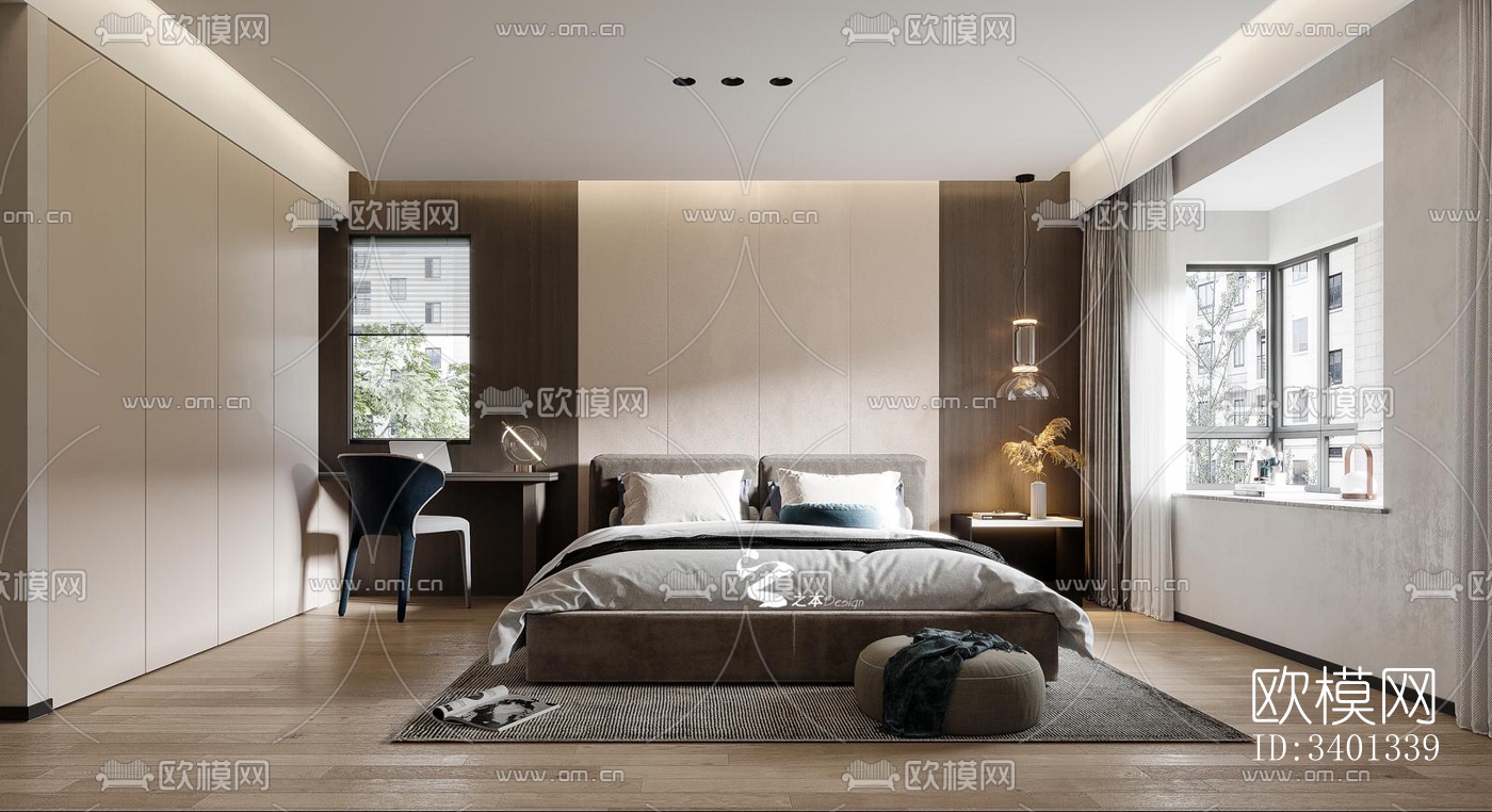 现代大平层效果图下载（渲染图6）