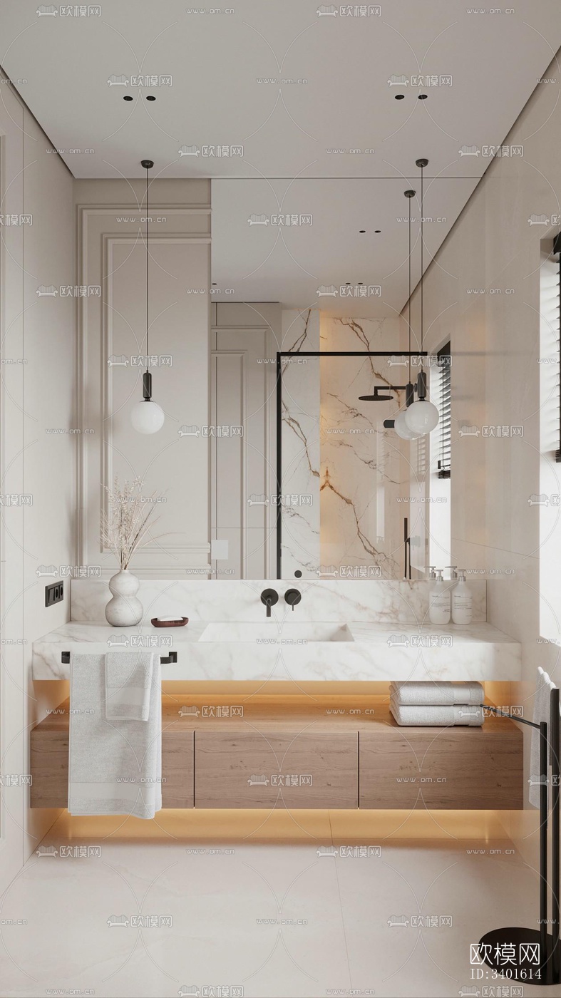 现代大平层效果图下载（渲染图10）